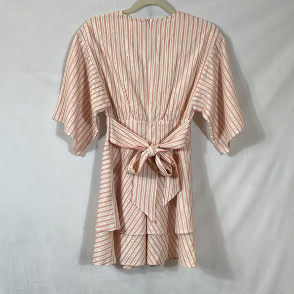 Lovers + Friends Dress XS Blush Pink Stripe Haven NWT Deep V Neckline - Picture 2 of 14